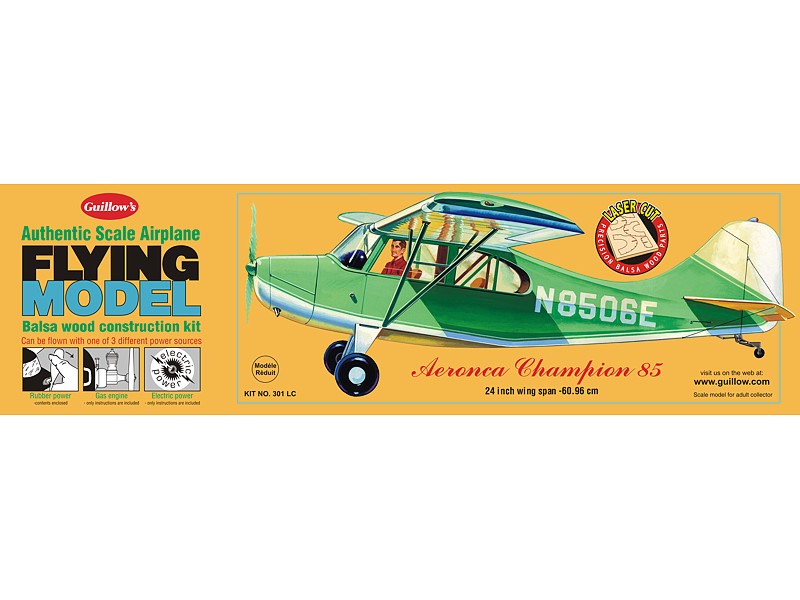 Details about   NEW Guillow’s Aeronca Champion 85 Flying Model Kit Balsa Wood Airplane #301 